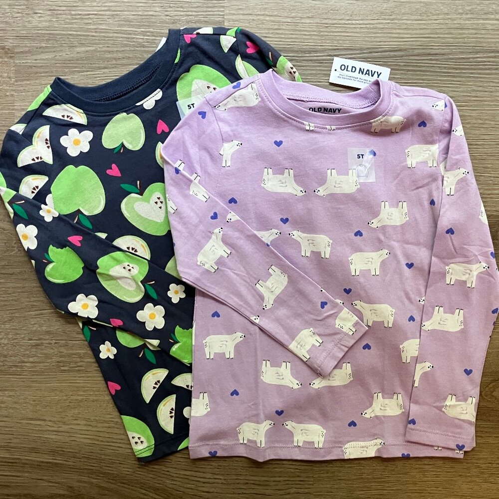 Old Navy Toddler Girl Printed Long-Sleeve T-Shirt Bundle